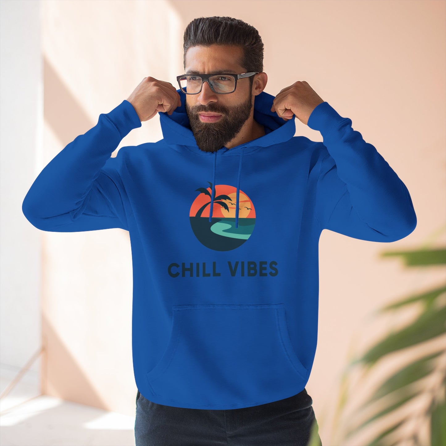 Chill Vibes Fleece Hoodie | Cozy Sweatshirt for Relaxed Days, Perfect Gift for Beach Lovers, Summer Nights, Casual Wear, Travel