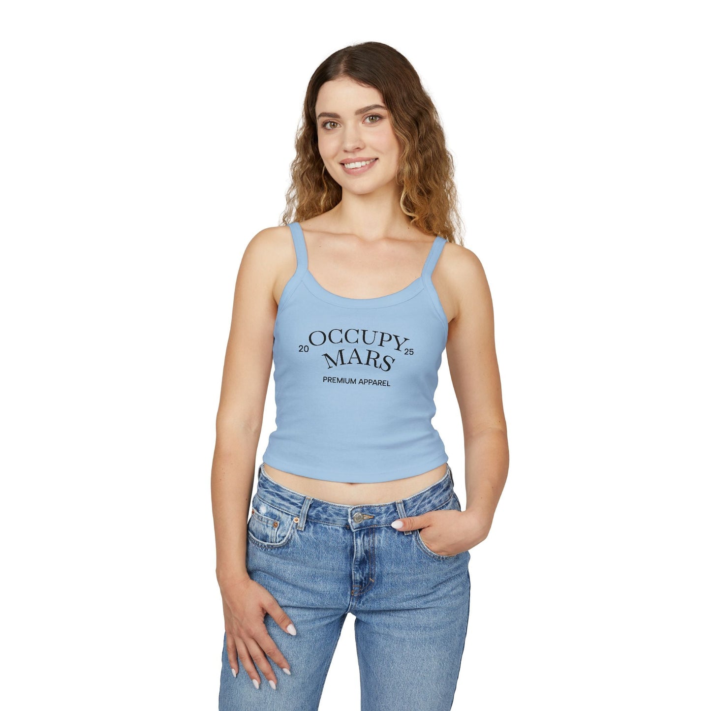 Occupy Mars™ Spaghetti Strap Tank Top, Trendy Crop Top, Summer Fashion, Space Lover Gift, Casual Wear, Festival Outfit