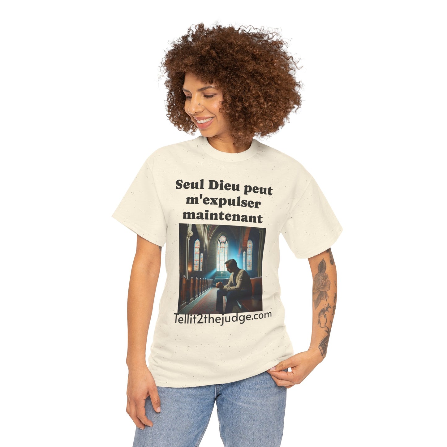 Unisex Heavy Cotton Only God Can Deport Me Now in French "Tellit2thejudge.com" Tee, Faith-Based Shirt, Comfortable Everyday Wear, Perfect for Gifting, Spiritual [...]