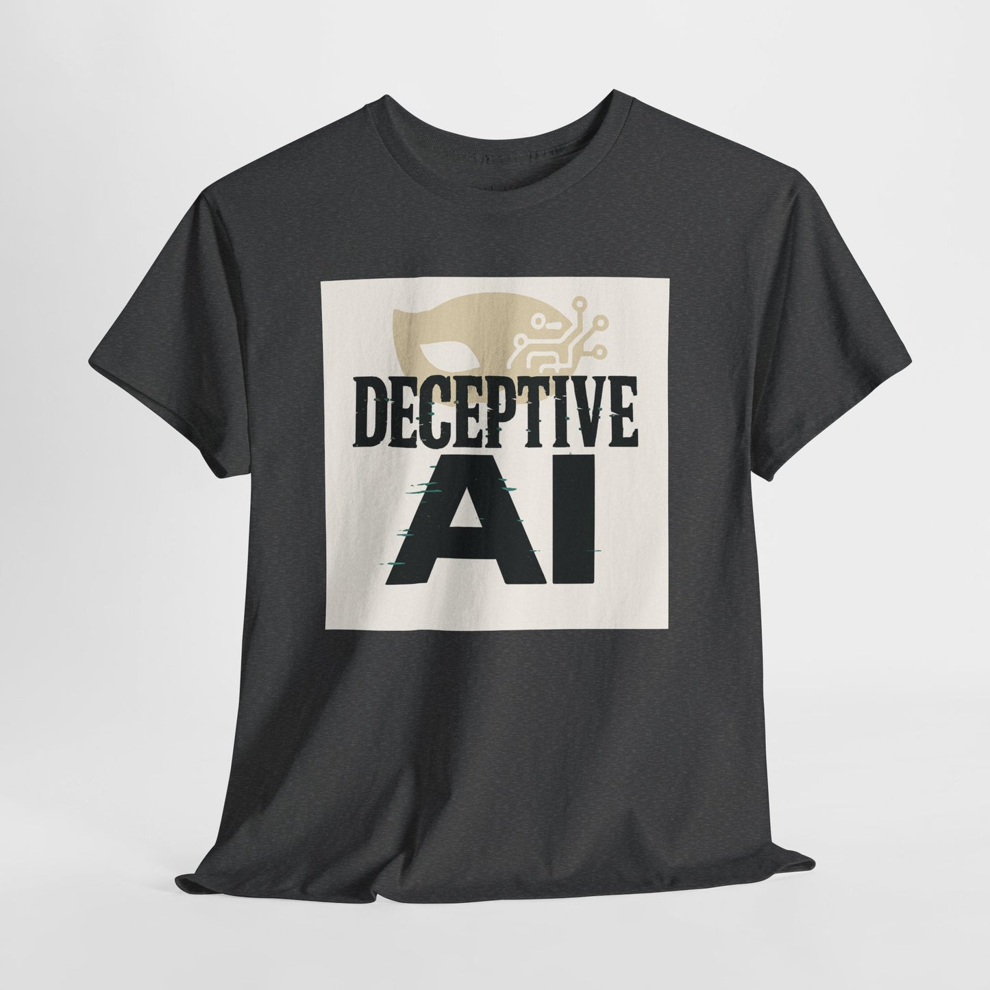 Deceptive AI Unisex Heavy Cotton Ruse Clues® Tee - Bold Graphic Tee for Tech Enthusiasts