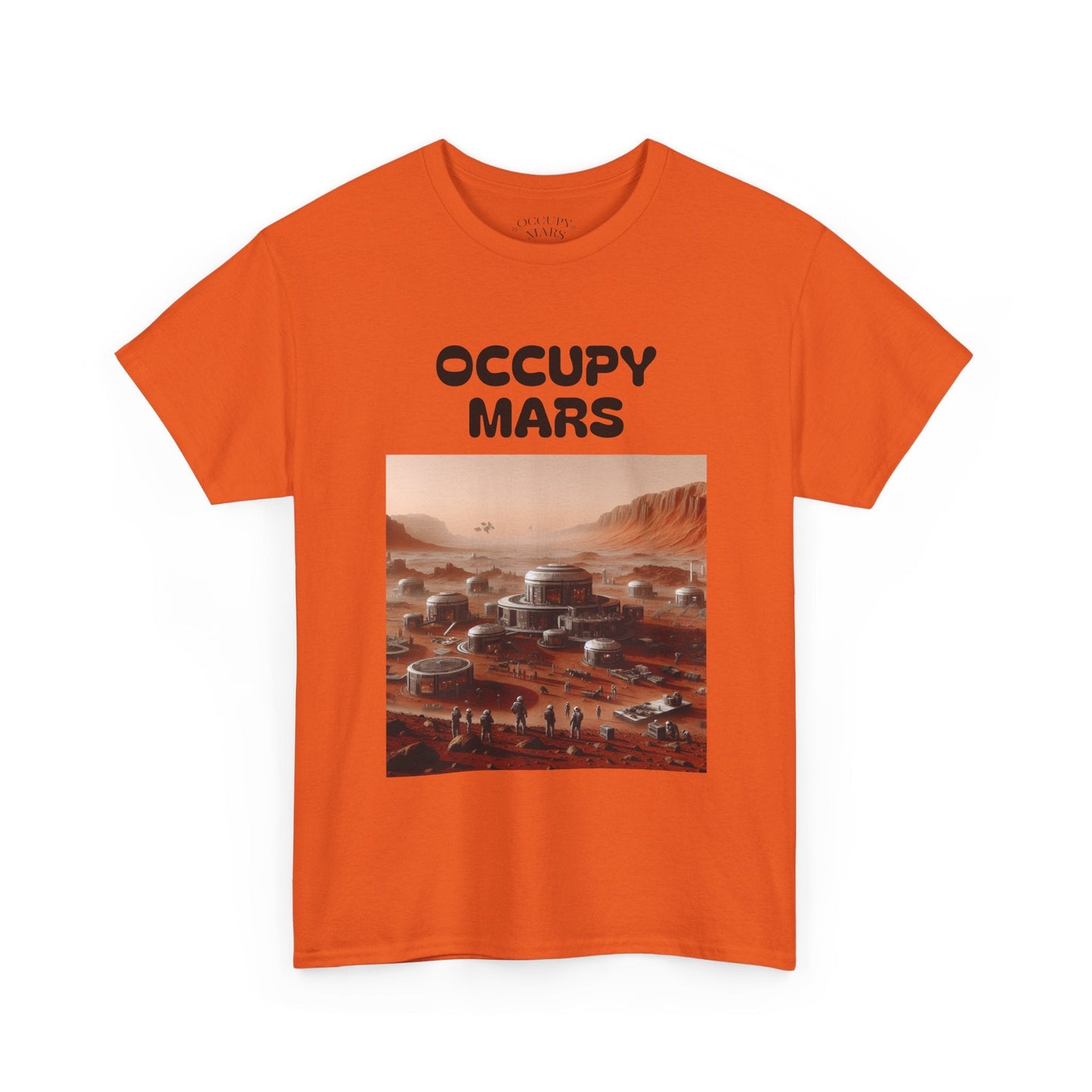 Occupy Mars™ Unisex Heavy Cotton Tee - Futuristic Space Shirt for Sci-Fi Lovers, Visionary Gift, Casual Wear, Trendy Apparel