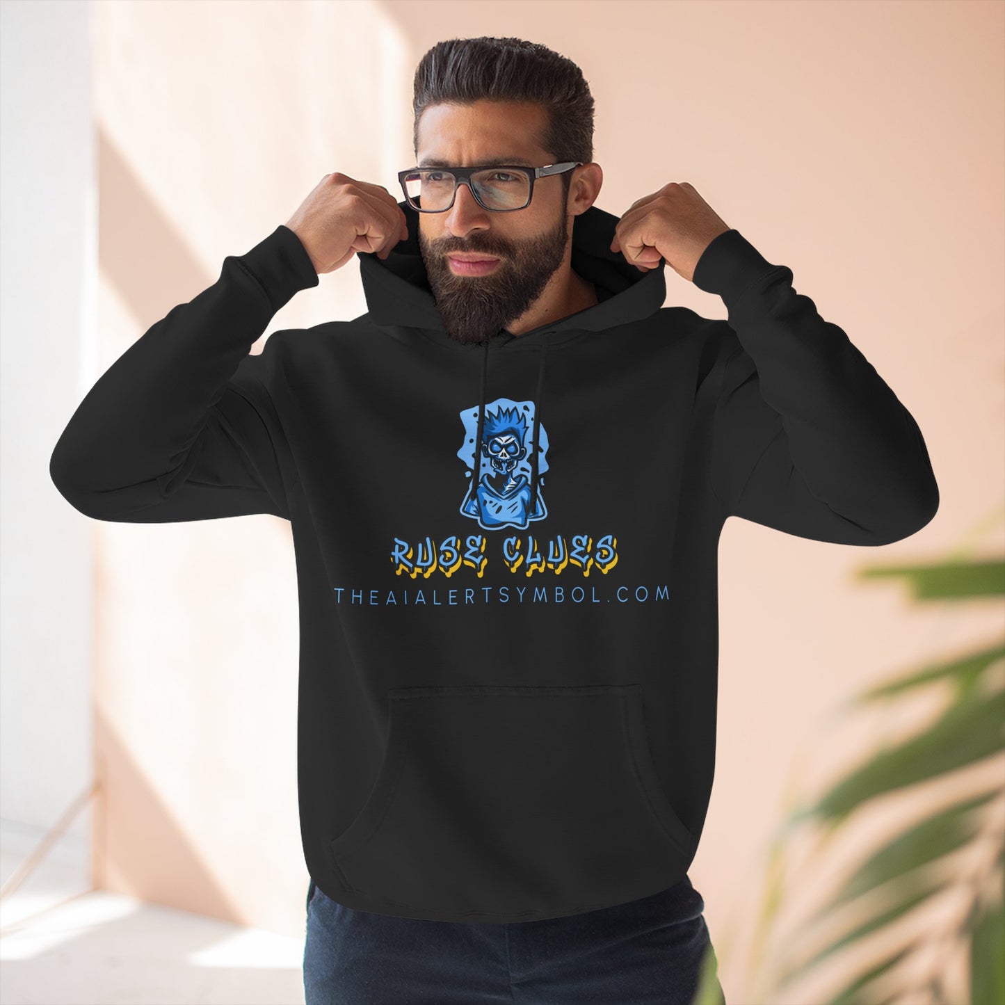 Ruse Clues® Hoodie — Blue Graphic Fleece Pullover