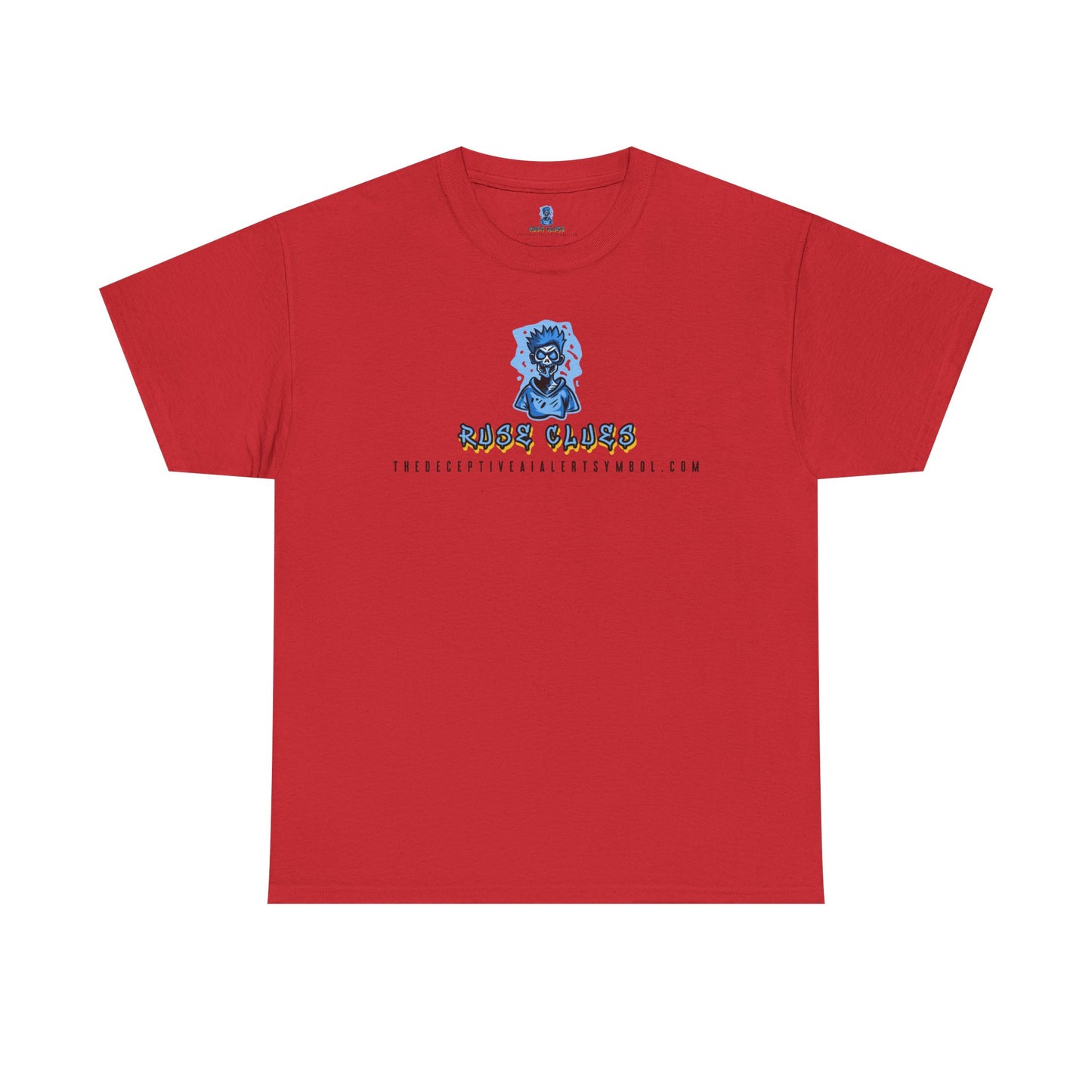 Ruse Clues® TheDeceptiveAIAlertSymbol.com™ Screaming Zombie logo Tee
