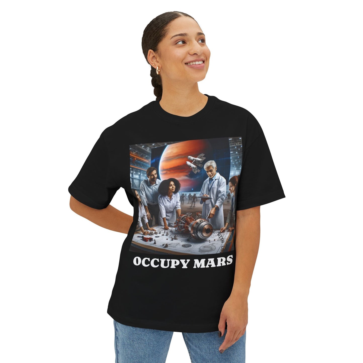 Occupy Mars™ Unisex Oversized Space-Themed Tee, Casual Graphic T-Shirt, Sci-Fi Inspired Shirt, Gift for Space Lovers, Occupy Mars Tee