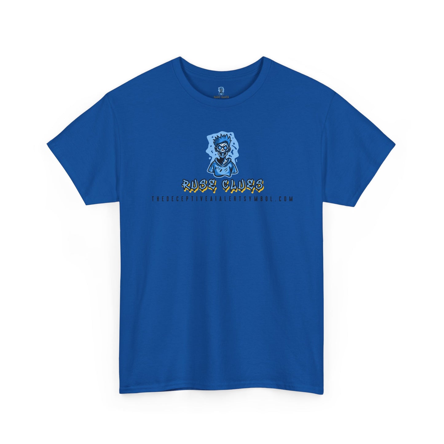 Ruse Clues® TheDeceptiveAIAlertSymbol.com™ Screaming Zombie logo Tee