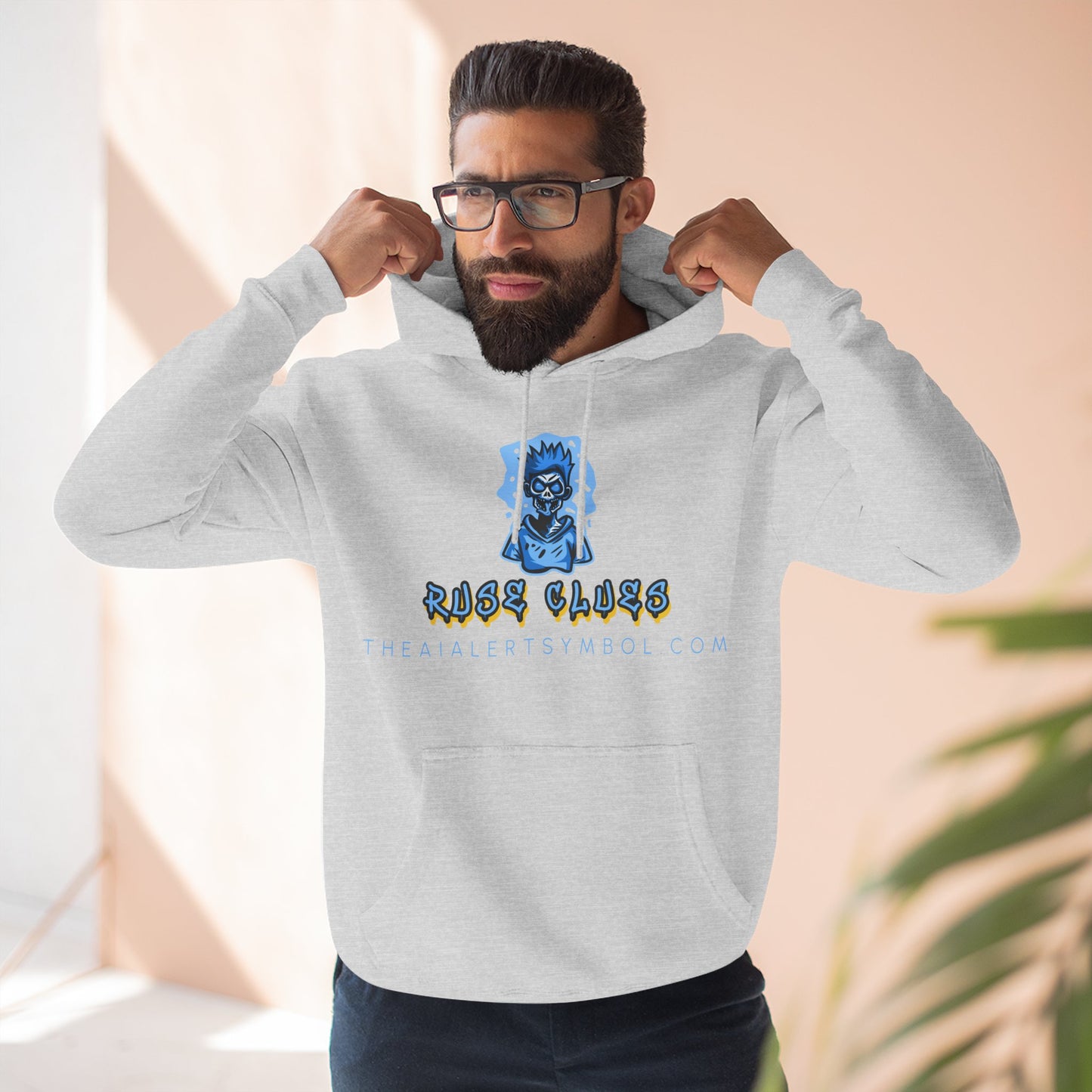 Ruse Clues® Hoodie — Blue Graphic Fleece Pullover