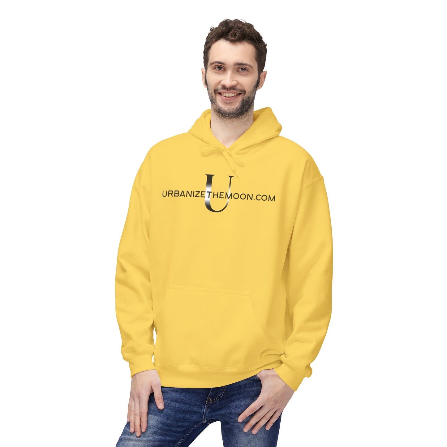 UrbanizeTheMoon.com™ Logo Hoodie — Minimal Moon Graphic Pullover