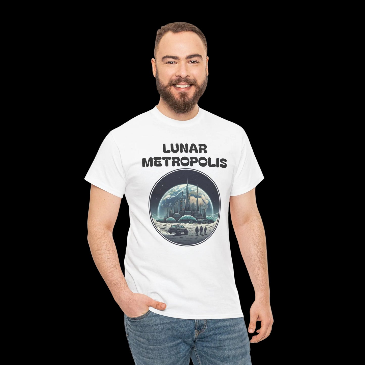Lunar Metropolis™ Tee — Retro Sci‑Fi Moon City Graphic T‑Shirt