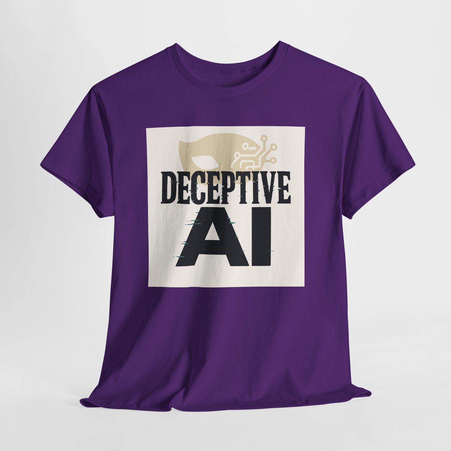 Deceptive AI Unisex Heavy Cotton Ruse Clues® Tee - Bold Graphic Tee for Tech Enthusiasts