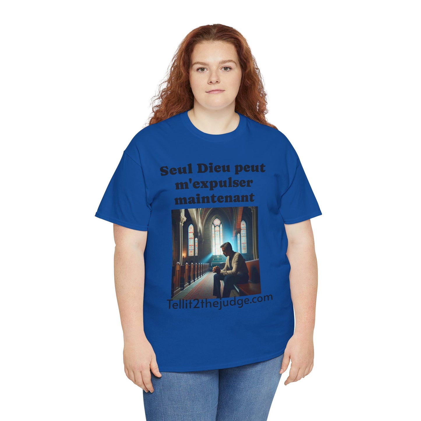 Unisex Heavy Cotton Only God Can Deport Me Now in French "Tellit2thejudge.com" Tee, Faith-Based Shirt, Comfortable Everyday Wear, Perfect for Gifting, Spiritual [...]