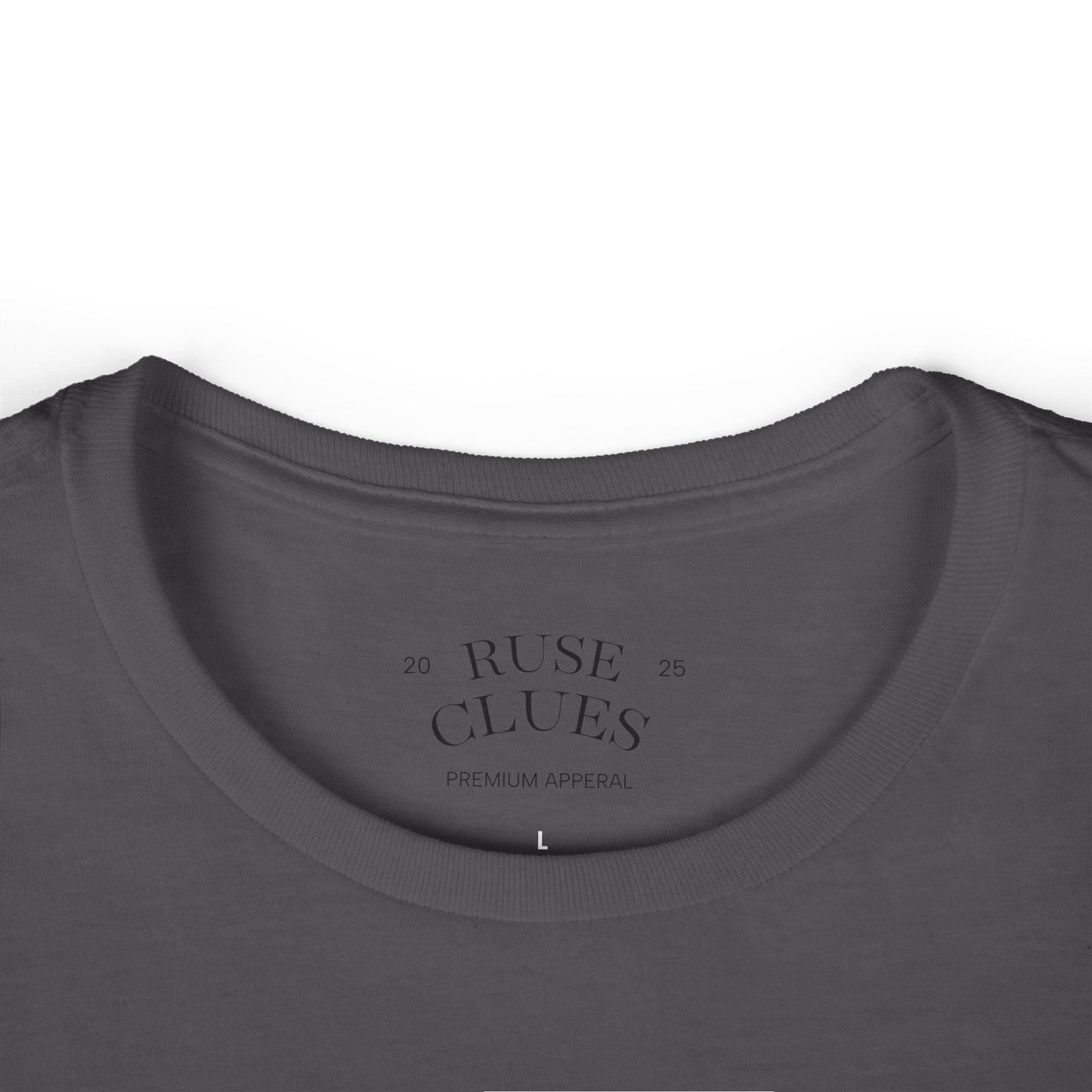 Women's Graphic Ruse Clues® Tee, Casual T-Shirt, Everyday Wear, Gift for Friends, Fun Summer Top