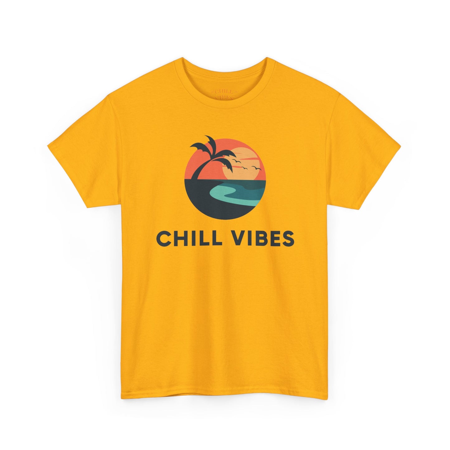 Chill Vibes™ Unisex Heavy Cotton Tee, Relaxed Fit T-Shirt, Summer Apparel, Beachwear, Gift for Him/Her, Casual Style