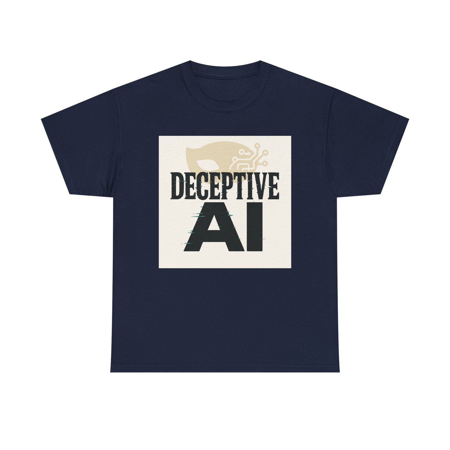 Deceptive AI Unisex Heavy Cotton Ruse Clues® Tee - Bold Graphic Tee for Tech Enthusiasts
