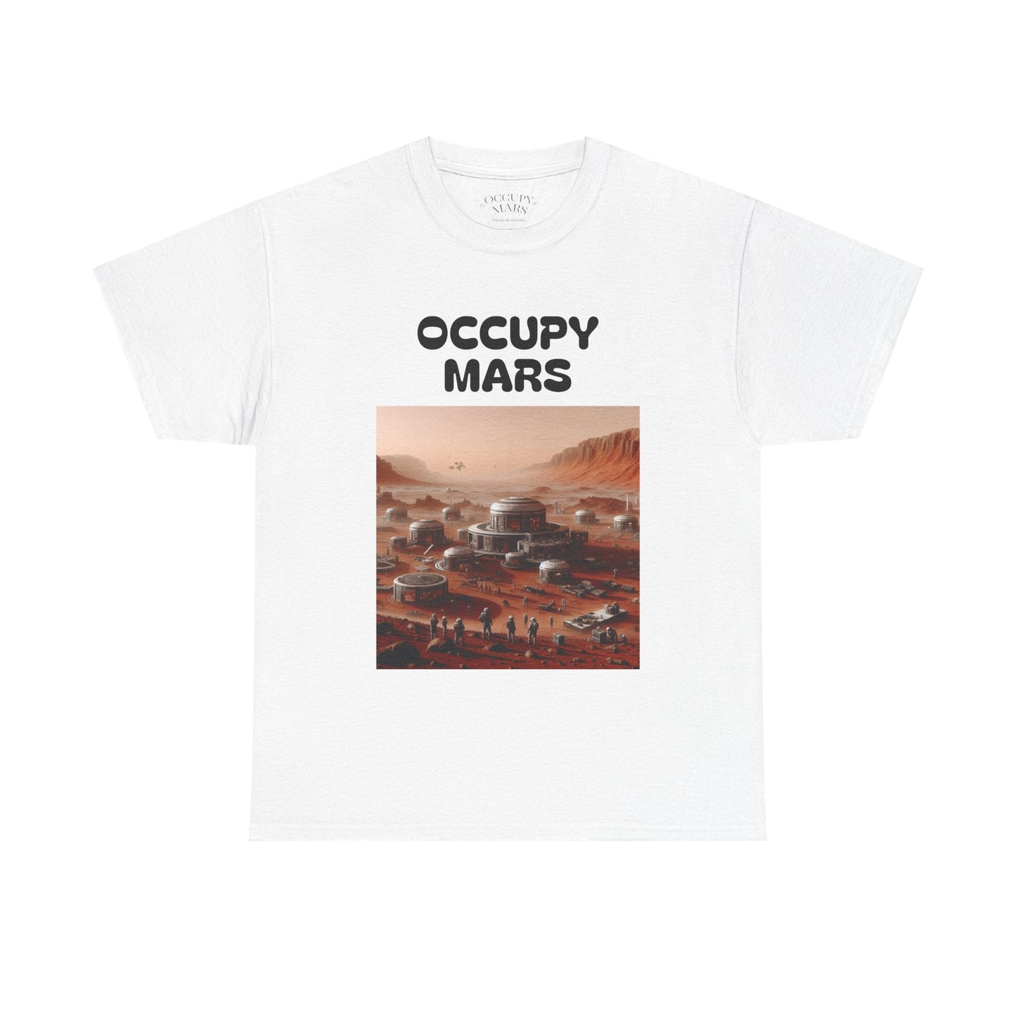 Occupy Mars™ Unisex Heavy Cotton Tee - Futuristic Space Shirt for Sci-Fi Lovers, Visionary Gift, Casual Wear, Trendy Apparel