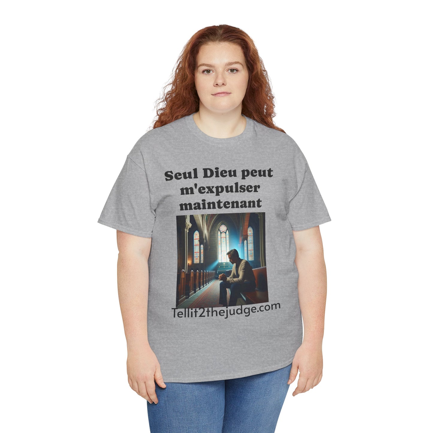Unisex Heavy Cotton Only God Can Deport Me Now in French "Tellit2thejudge.com" Tee, Faith-Based Shirt, Comfortable Everyday Wear, Perfect for Gifting, Spiritual [...]