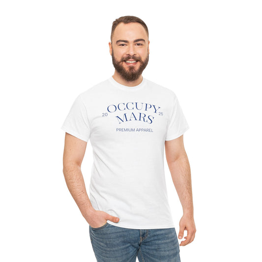 Unisex Occupy Mars™ Tee, Space Lover Gift, Blue Font, Trendy Cotton T-Shirt, Casual Wear, Unique Graphic Tee