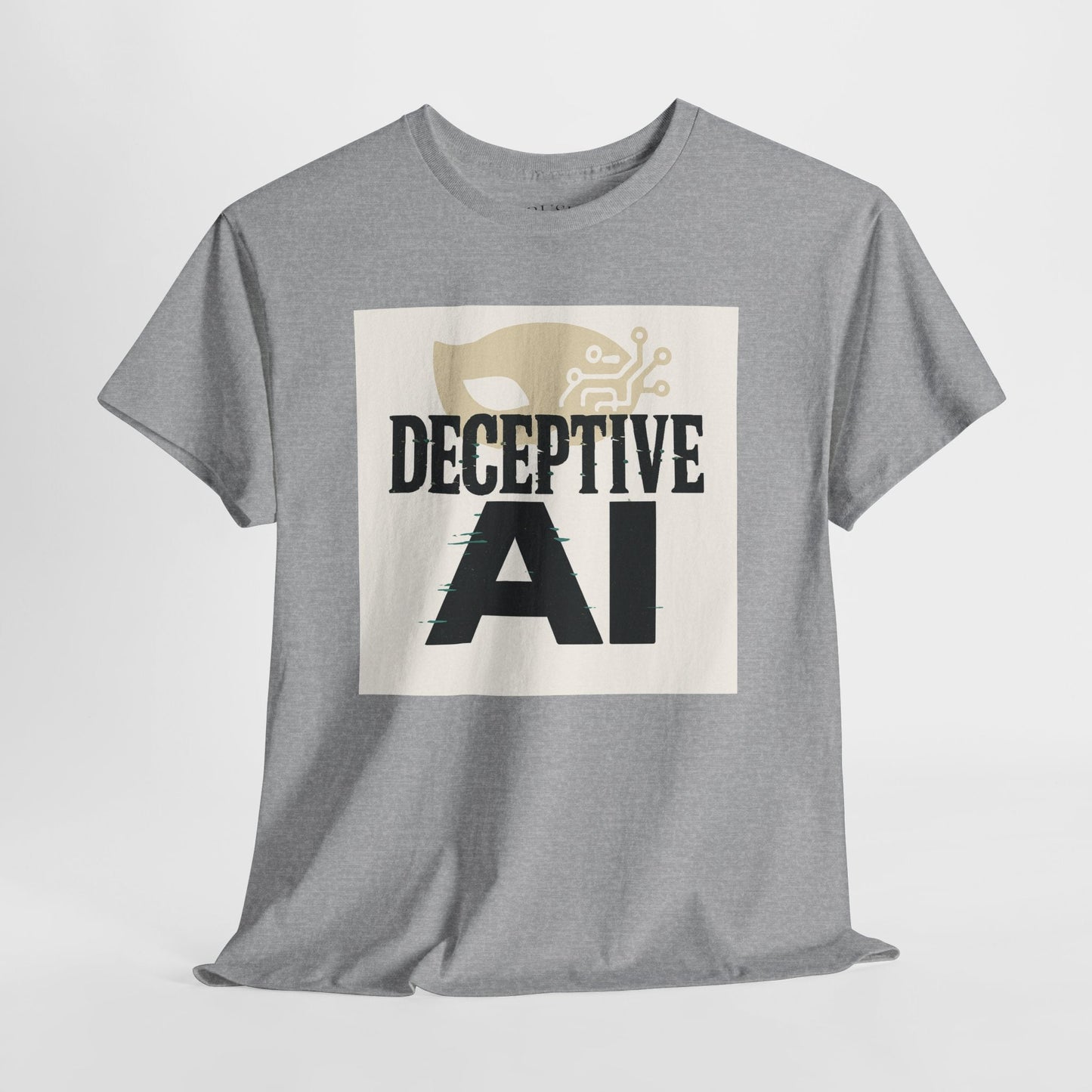 Deceptive AI Unisex Heavy Cotton Ruse Clues® Tee - Bold Graphic Tee for Tech Enthusiasts