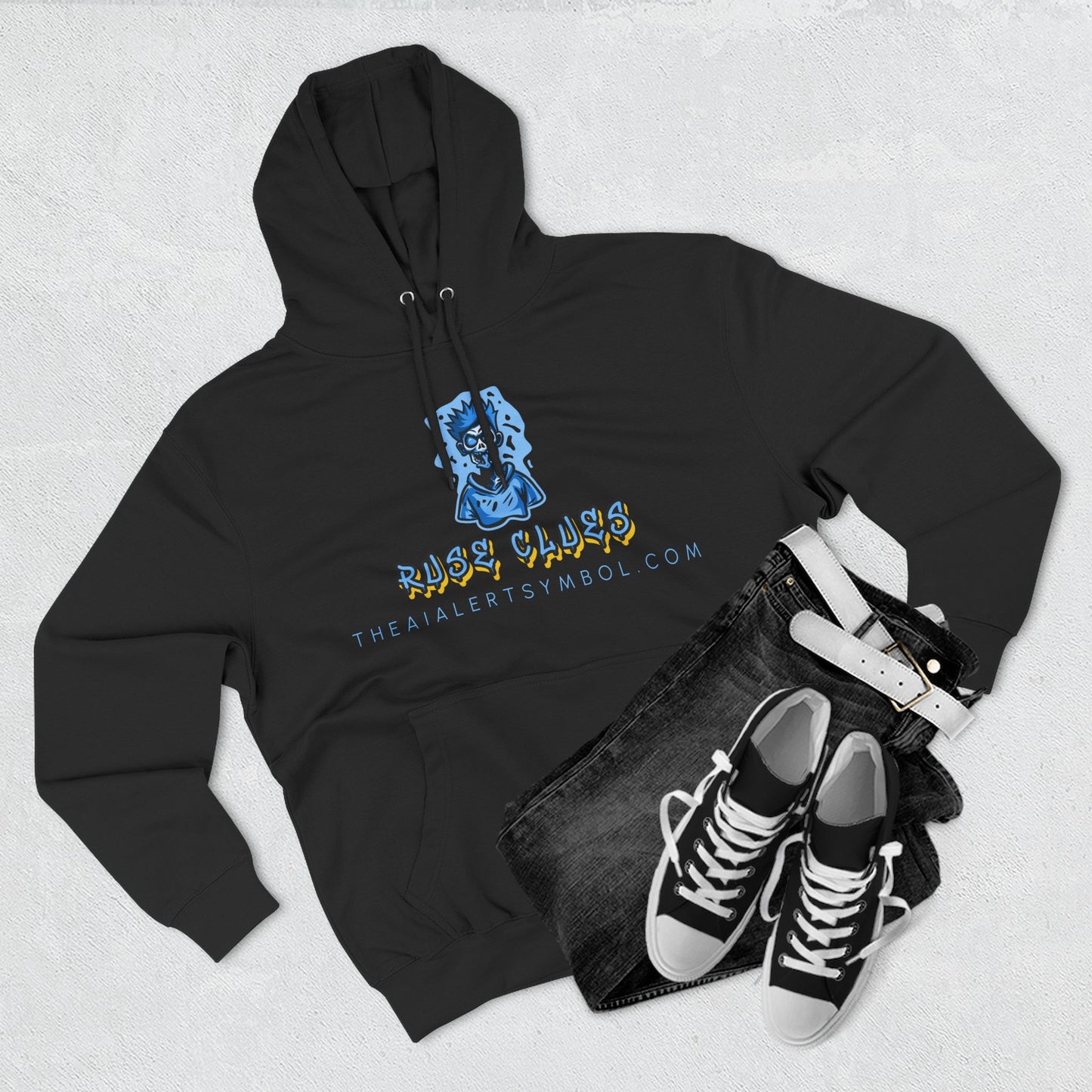Ruse Clues® Hoodie — Blue Graphic Fleece Pullover