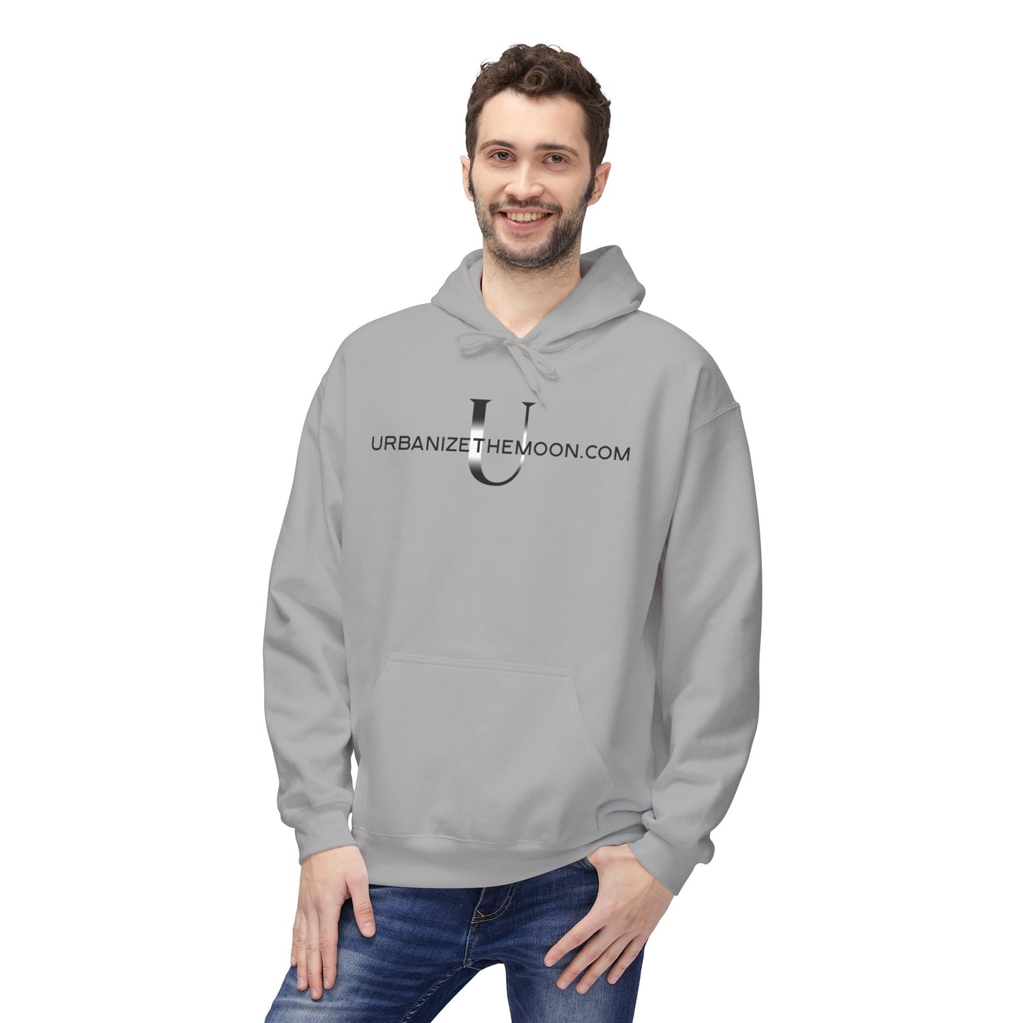 UrbanizeTheMoon.com™ Logo Hoodie — Minimal Moon Graphic Pullover