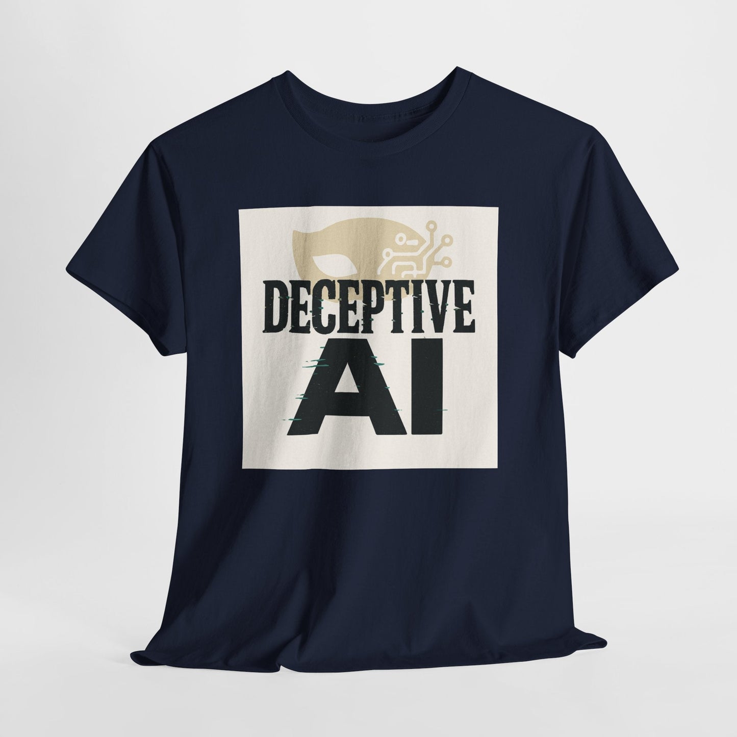 Deceptive AI Unisex Heavy Cotton Ruse Clues® Tee - Bold Graphic Tee for Tech Enthusiasts