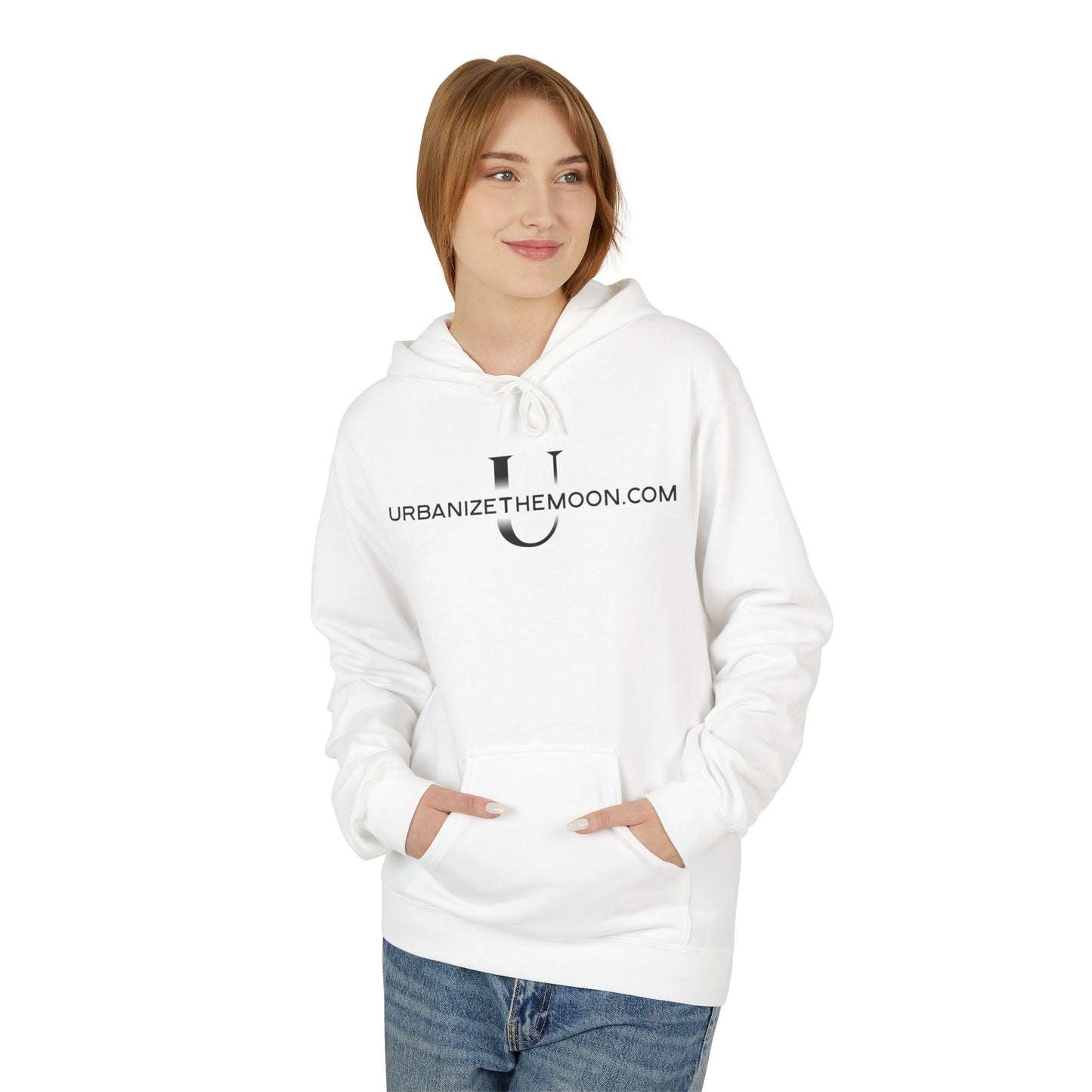 UrbanizeTheMoon.com™ Logo Hoodie — Minimal Moon Graphic Pullover
