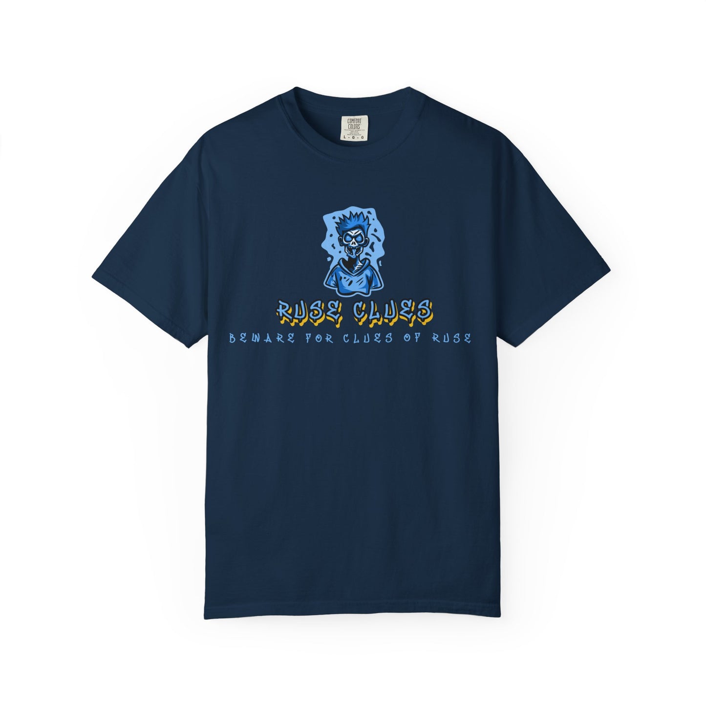 Unisex Garment-Dyed T-shirt with 'Ruse Clues™ ' Design - Casual Style for Everyday Wear, Perfect Gift for Music Lovers, Summer Vibe, Graphic Tee