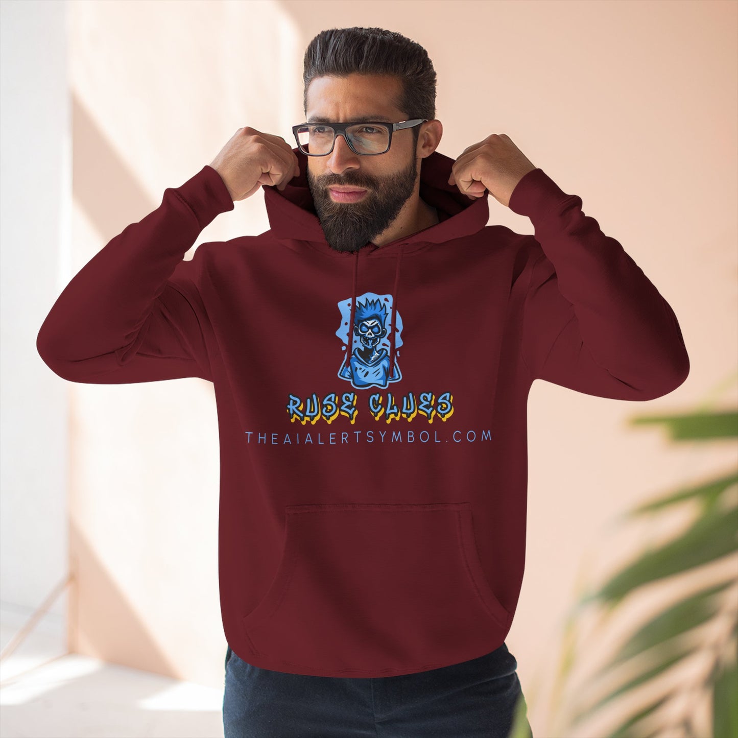 Ruse Clues® Hoodie — Blue Graphic Fleece Pullover