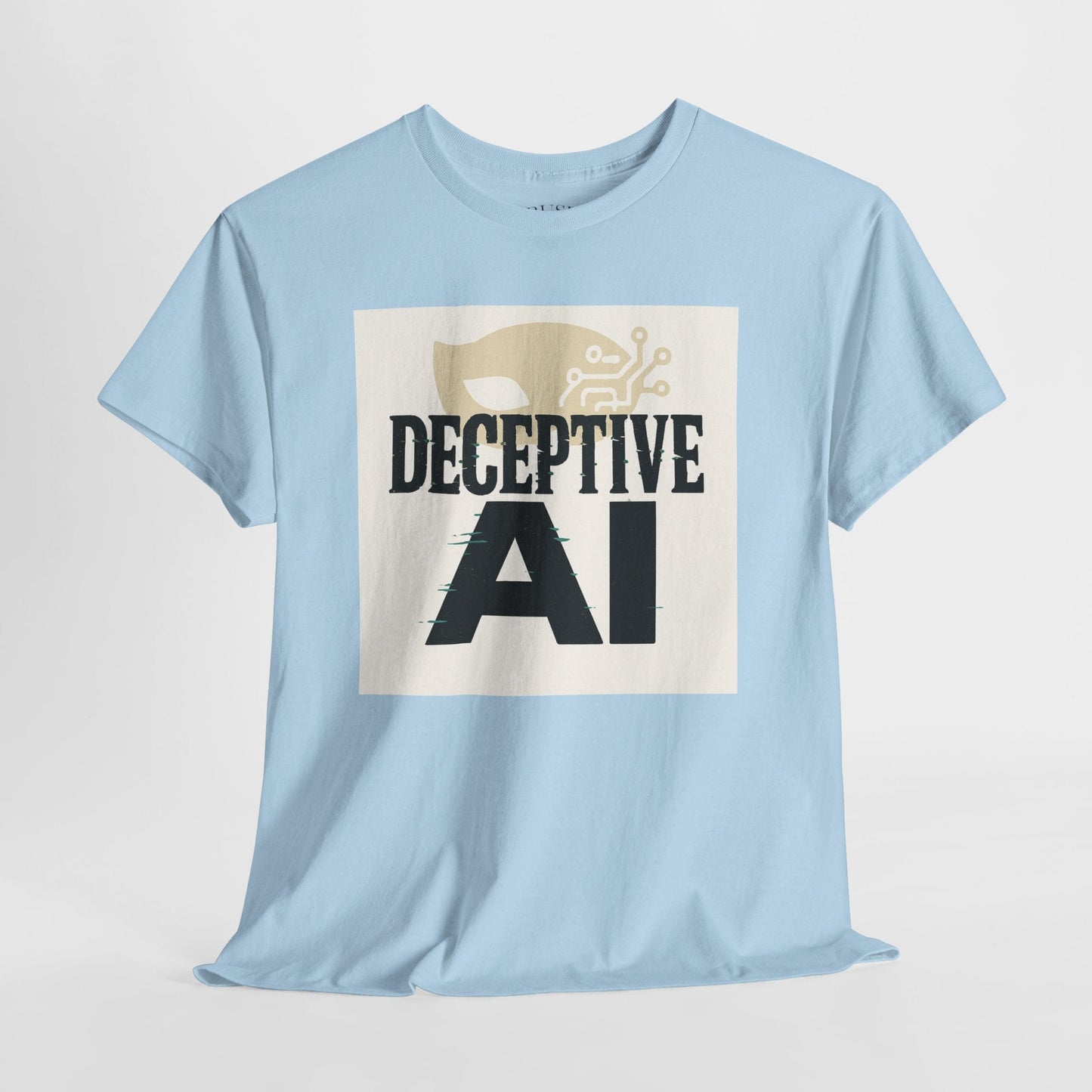 Deceptive AI Unisex Heavy Cotton Ruse Clues® Tee - Bold Graphic Tee for Tech Enthusiasts