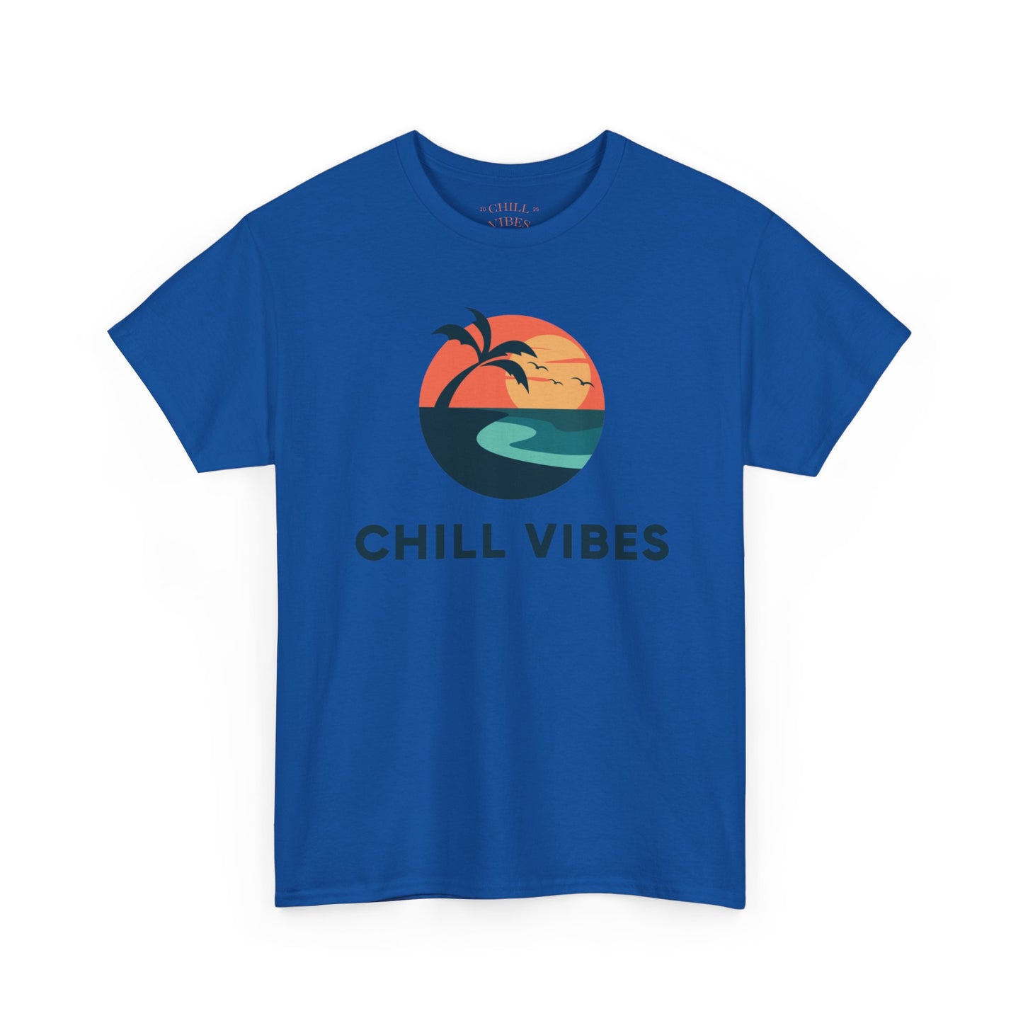 Chill Vibes™ Unisex Heavy Cotton Tee, Relaxed Fit T-Shirt, Summer Apparel, Beachwear, Gift for Him/Her, Casual Style