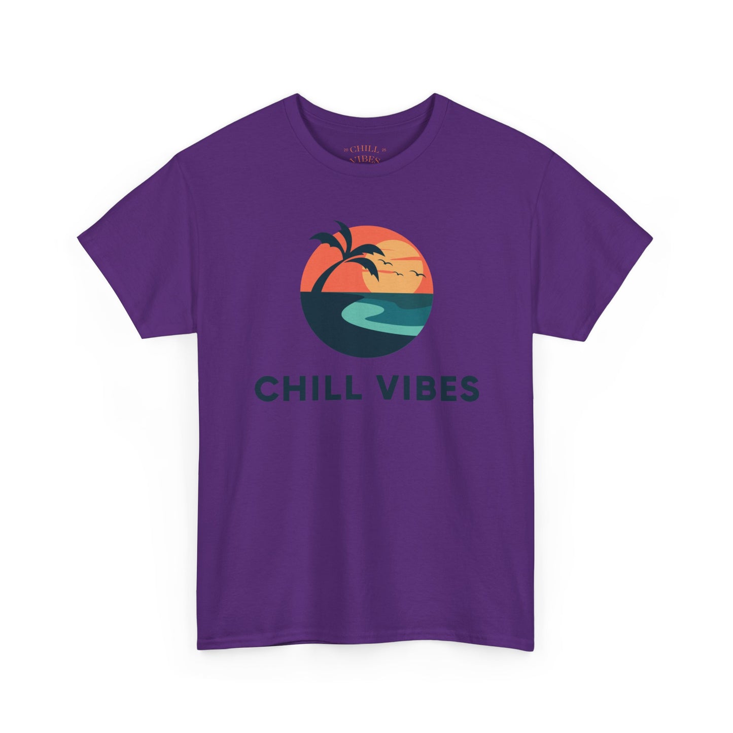 Chill Vibes™ Unisex Heavy Cotton Tee, Relaxed Fit T-Shirt, Summer Apparel, Beachwear, Gift for Him/Her, Casual Style