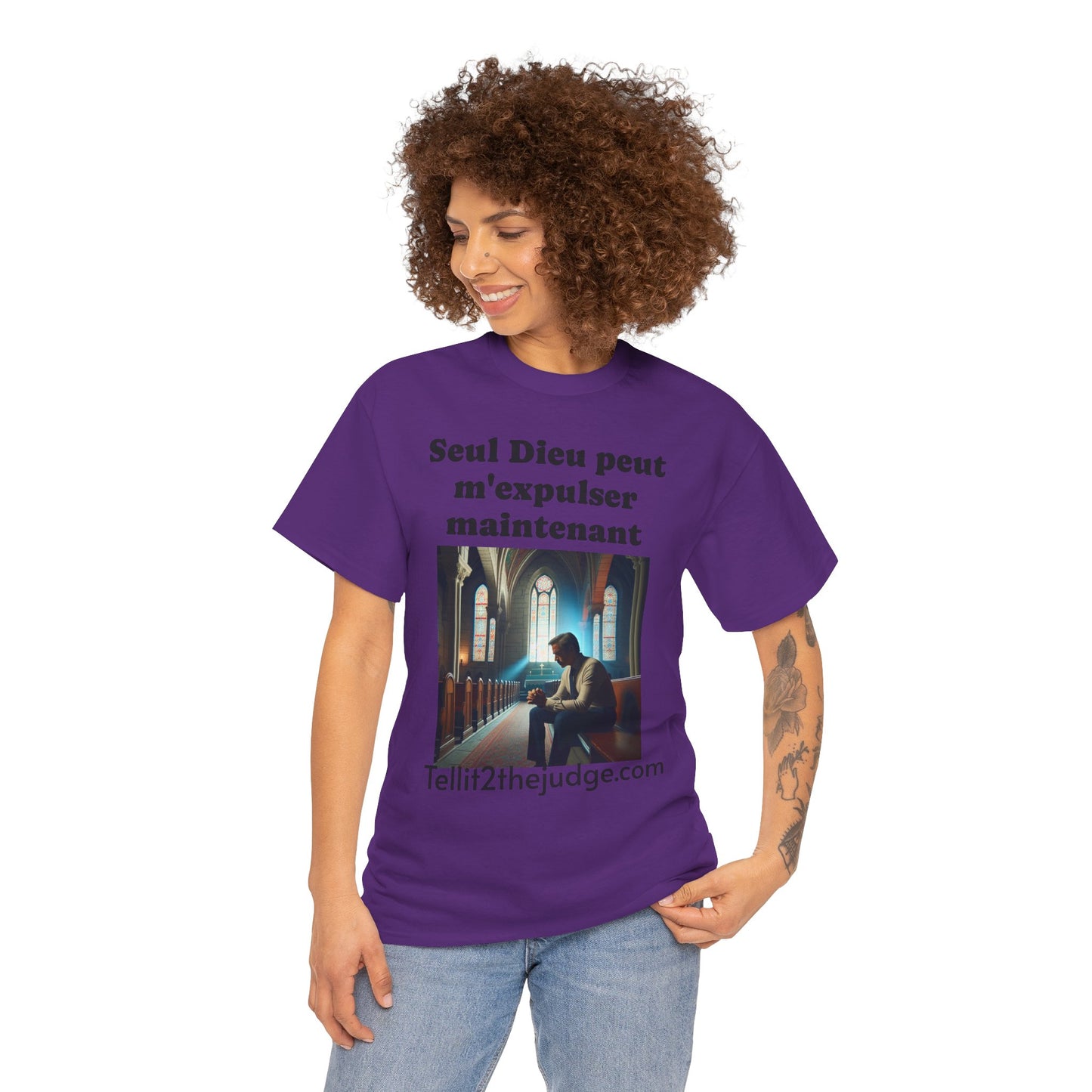 Unisex Heavy Cotton Only God Can Deport Me Now in French "Tellit2thejudge.com" Tee, Faith-Based Shirt, Comfortable Everyday Wear, Perfect for Gifting, Spiritual [...]