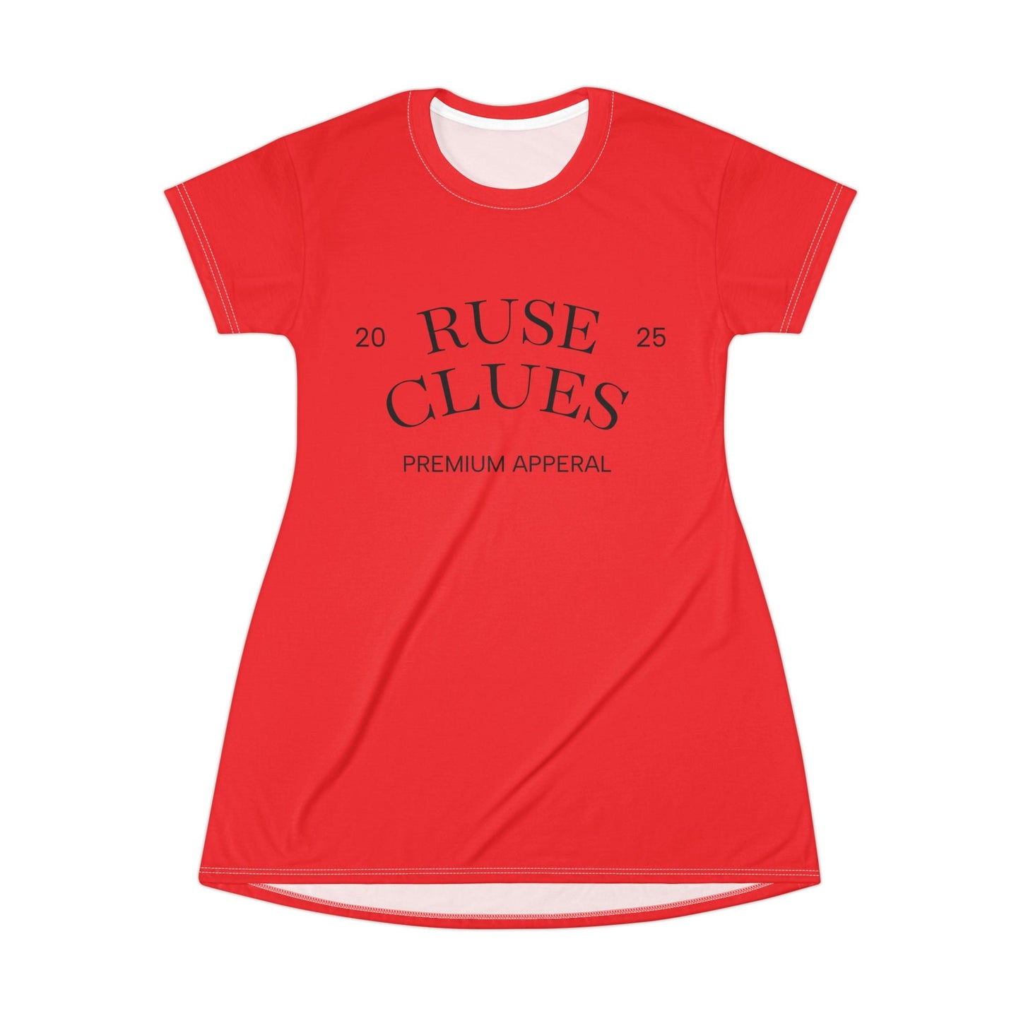 Red Ruse Clues® T-Shirt Dress - Casual Chic Outfit for Every Occasion, Summer Fashion, Unique Gift Idea, Premium Appeal