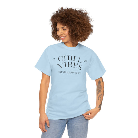 Chill Vibes™ Unisex Heavy Cotton Tee, Relaxed Wear, Casual Outfit, Gift for Friends, Everyday Style, Chill Apparel