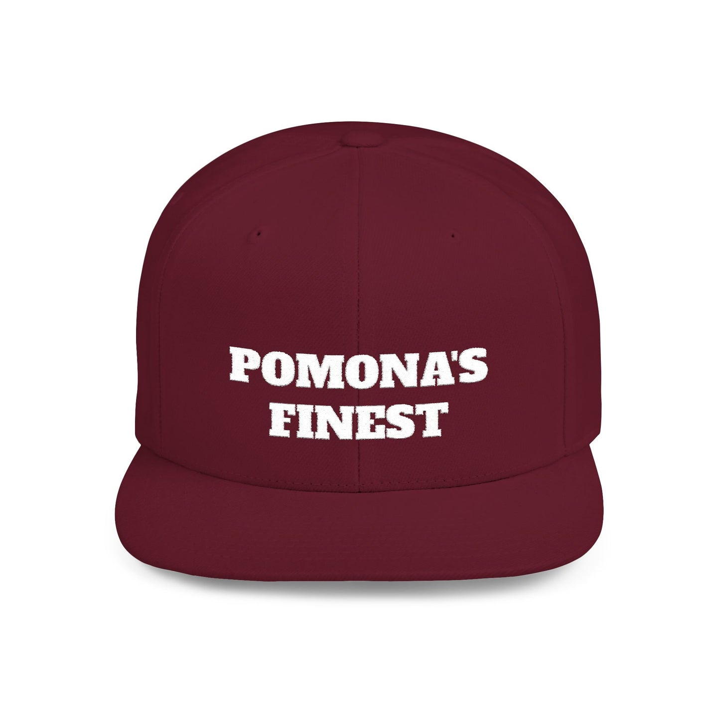 Pomona's Finest™ Flat Bill Snapback Cap, Cool Snapback Hat, Urban Fashion Accessory, Gift for Trendsetters, Streetwear Style