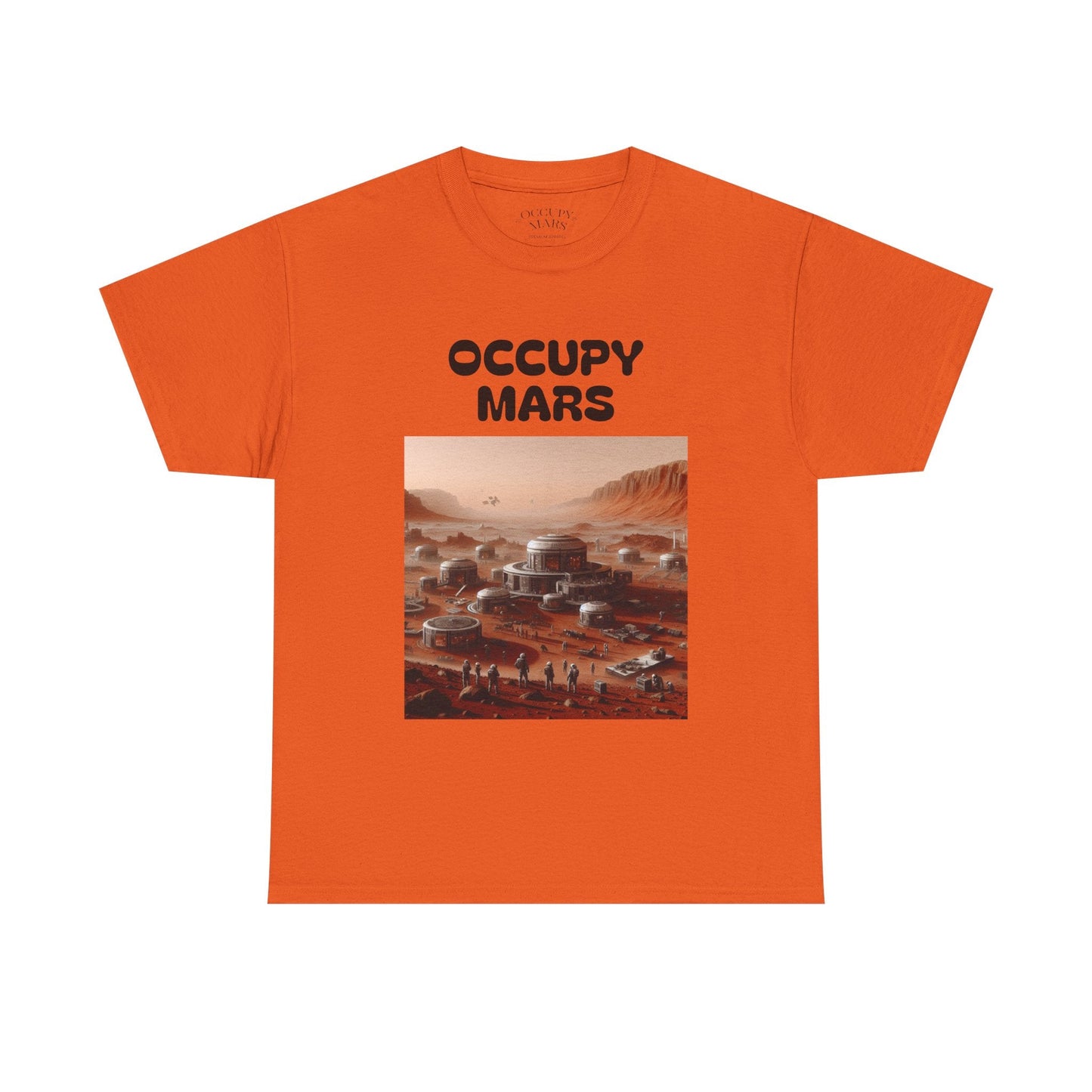 Occupy Mars™ Unisex Heavy Cotton Tee - Futuristic Space Shirt for Sci-Fi Lovers, Visionary Gift, Casual Wear, Trendy Apparel