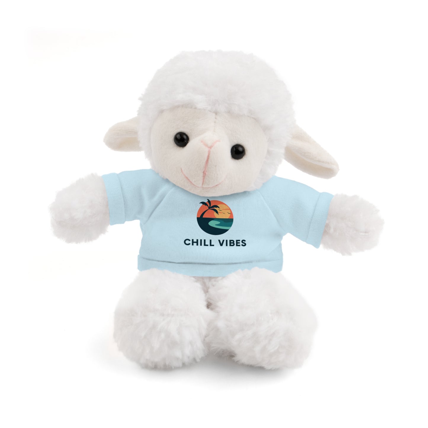 Chill Vibes Stuffed Animal, Cute Gift for Kids, Plush Toy with Tee, Birthday Present, Cozy Home Decor, Baby Shower Gift
