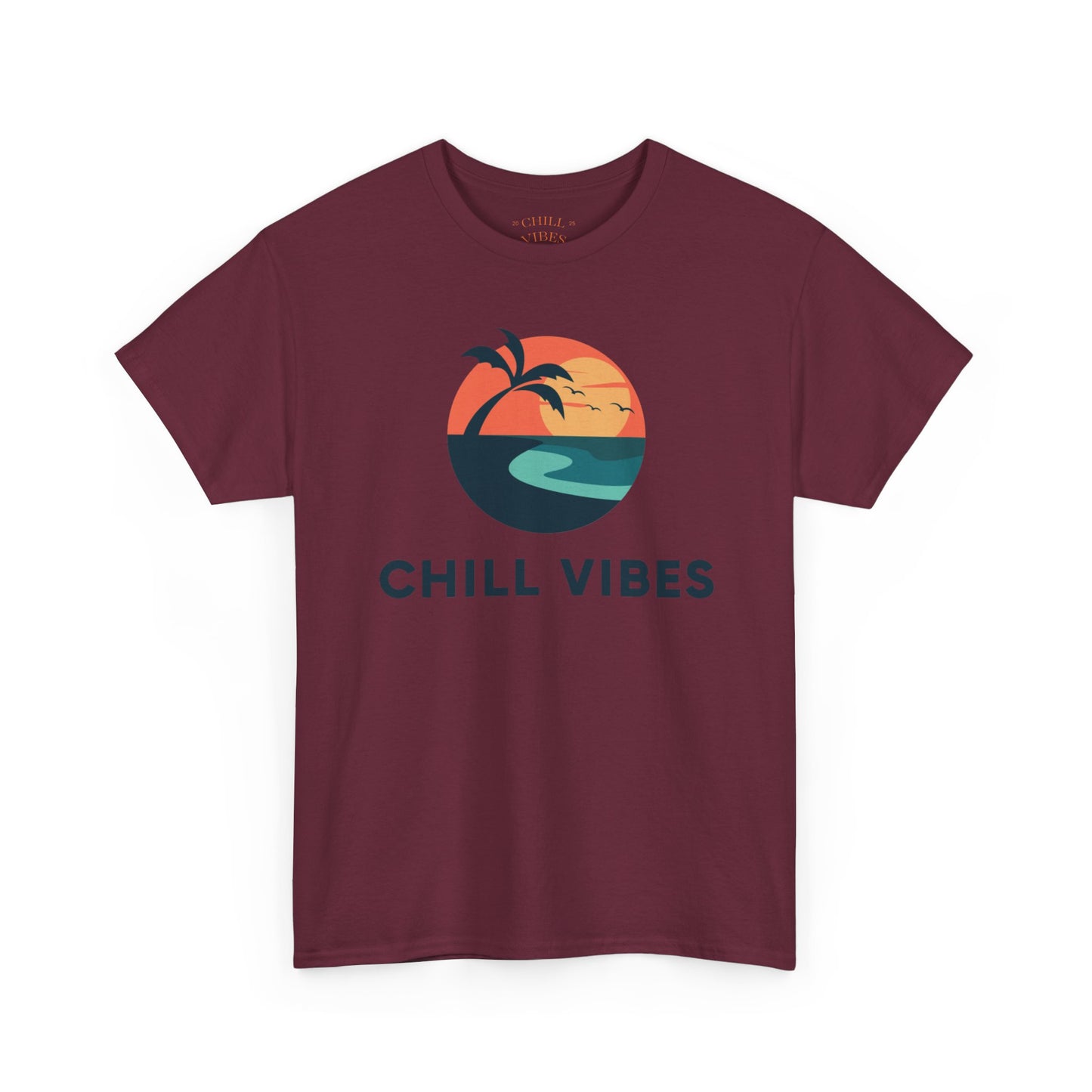 Chill Vibes™ Unisex Heavy Cotton Tee, Relaxed Fit T-Shirt, Summer Apparel, Beachwear, Gift for Him/Her, Casual Style