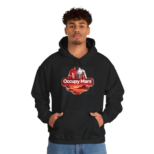 Occupy Mars™ Hoodie – Retro Space Colony Sweatshirt with Mars Landscape