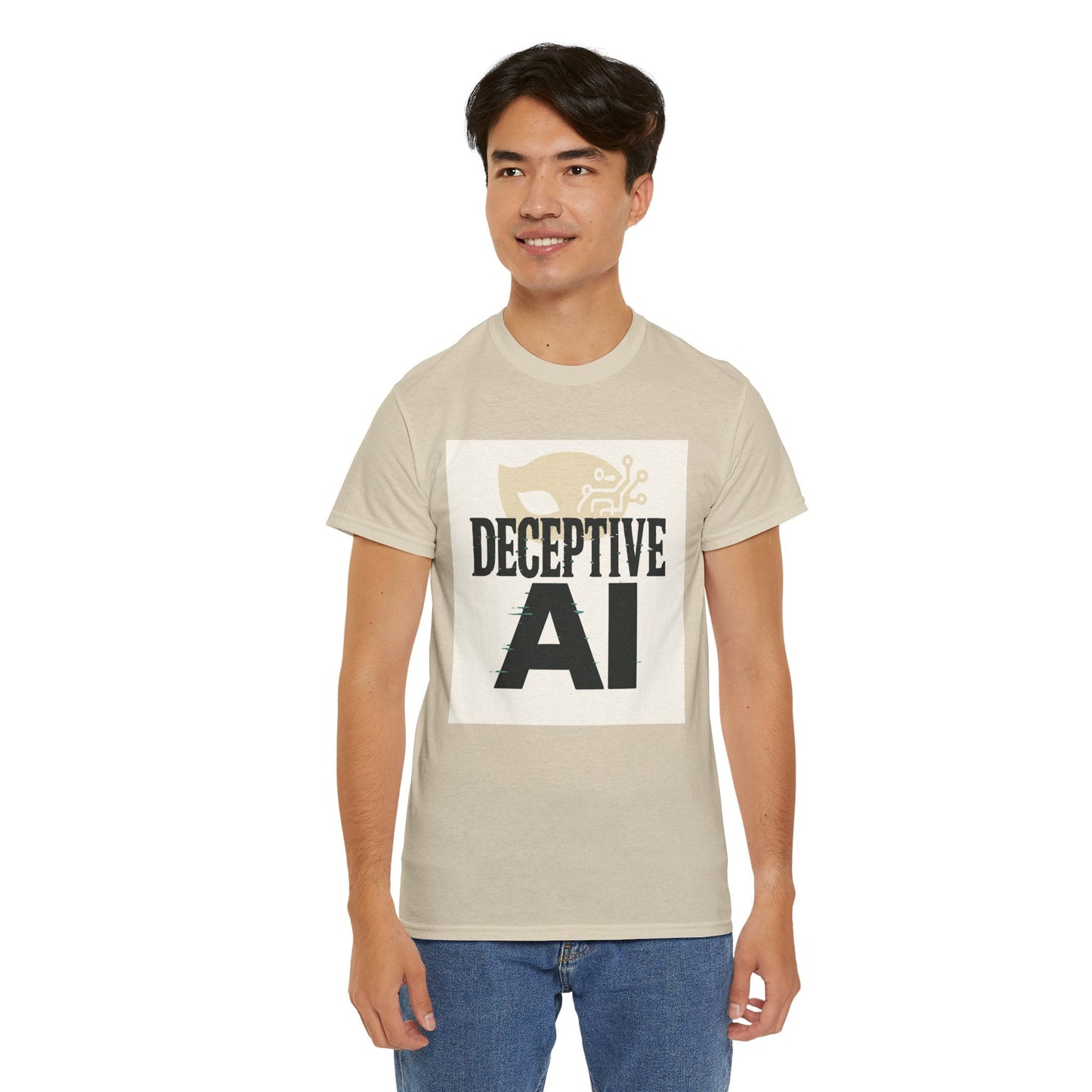 Deceptive AI Unisex Heavy Cotton Ruse Clues® Tee - Bold Graphic Tee for Tech Enthusiasts
