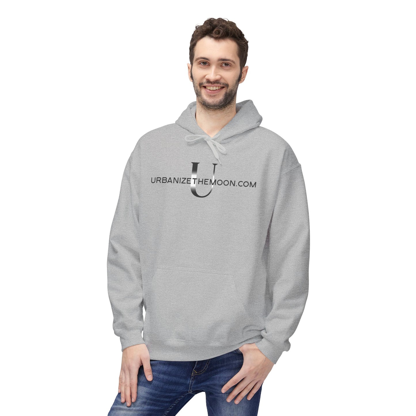 UrbanizeTheMoon.com™ Logo Hoodie — Minimal Moon Graphic Pullover