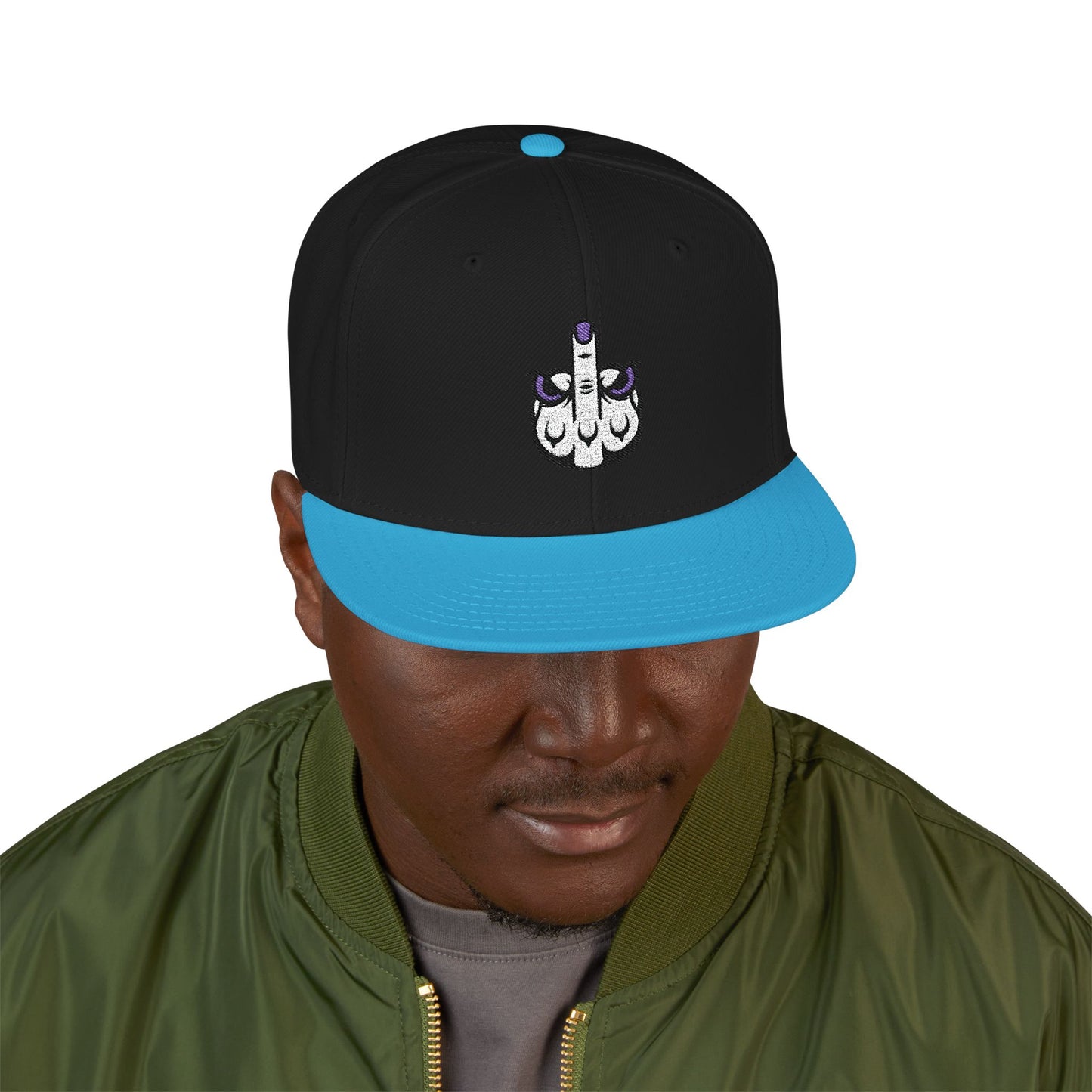 Lunar Metropolis™ Snapback Hat – Blue & White Floral Logo Cap