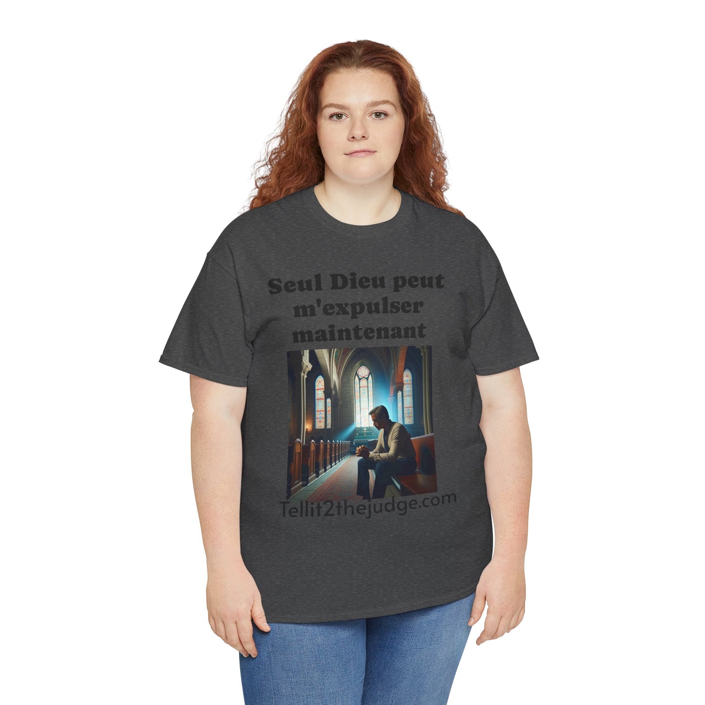 Unisex Heavy Cotton Only God Can Deport Me Now in French "Tellit2thejudge.com" Tee, Faith-Based Shirt, Comfortable Everyday Wear, Perfect for Gifting, Spiritual [...]