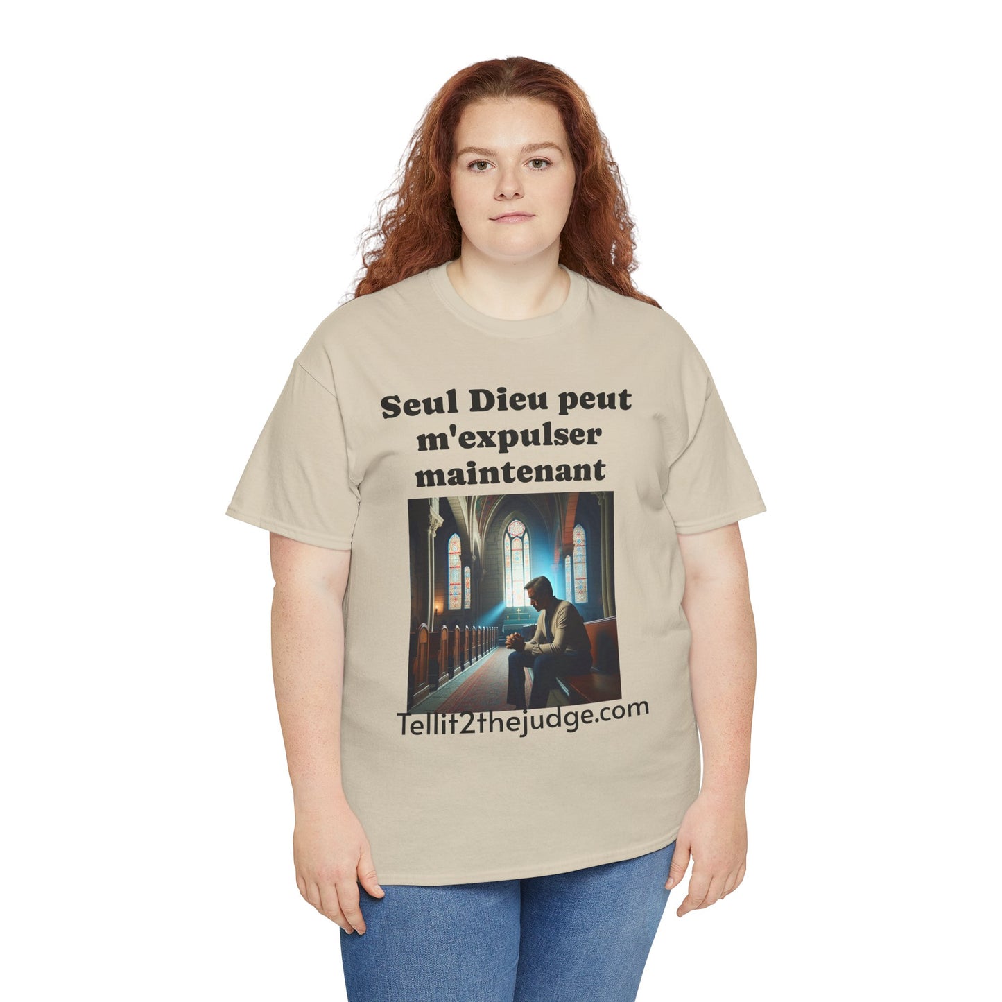 Unisex Heavy Cotton Only God Can Deport Me Now in French "Tellit2thejudge.com" Tee, Faith-Based Shirt, Comfortable Everyday Wear, Perfect for Gifting, Spiritual [...]