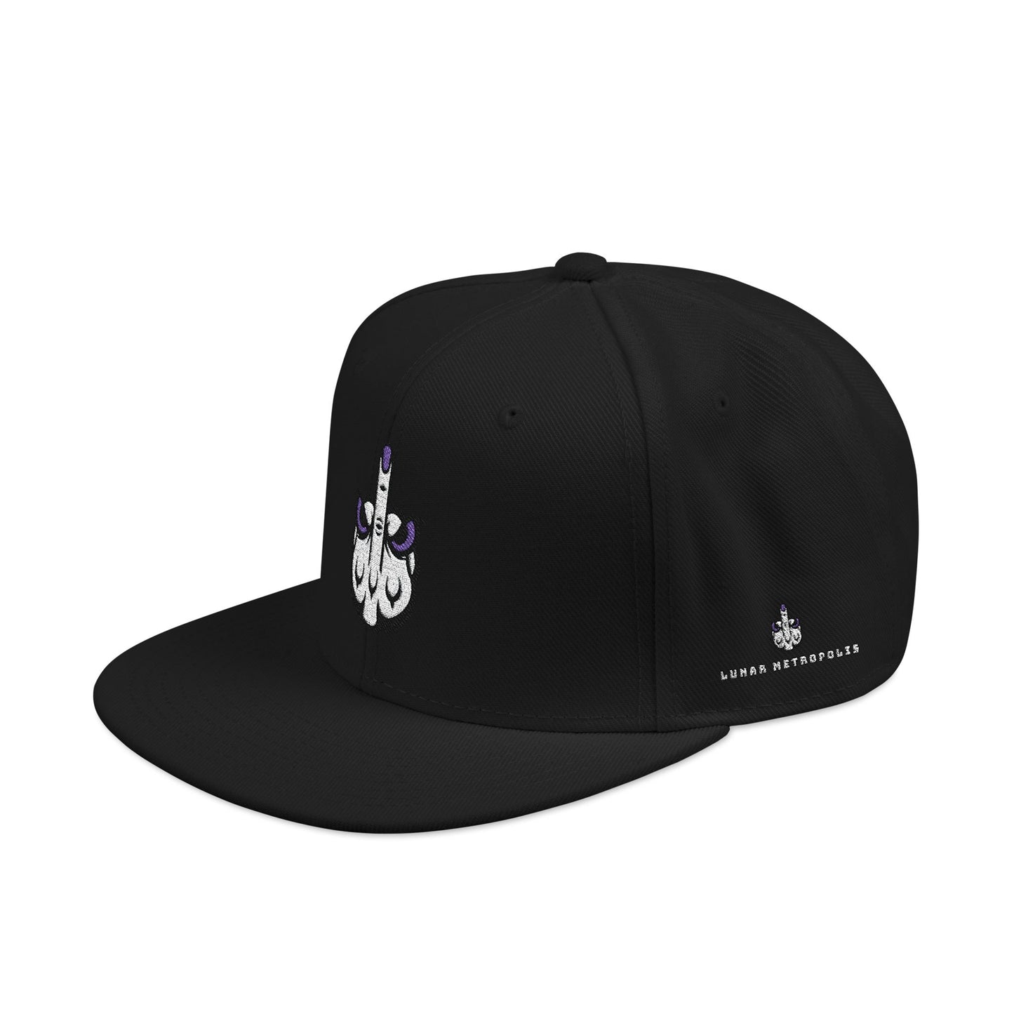 Lunar Metropolis™ Snapback Hat – Blue & White Floral Logo Cap