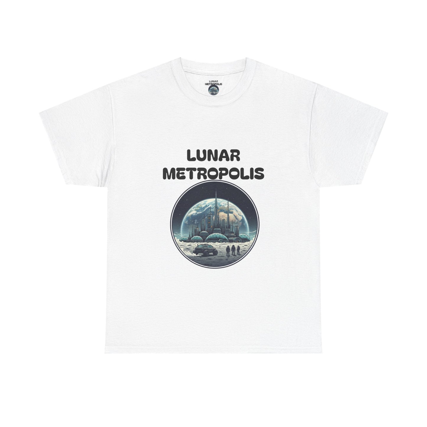 Lunar Metropolis™ Tee — Retro Futuristic Moon City Graphic T-Shirt