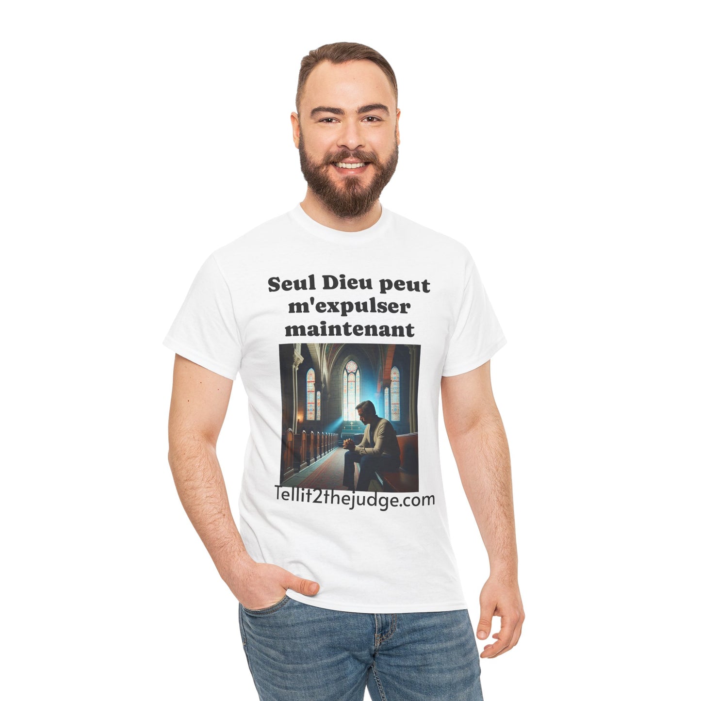 Unisex Heavy Cotton Only God Can Deport Me Now in French "Tellit2thejudge.com" Tee, Faith-Based Shirt, Comfortable Everyday Wear, Perfect for Gifting, Spiritual [...]