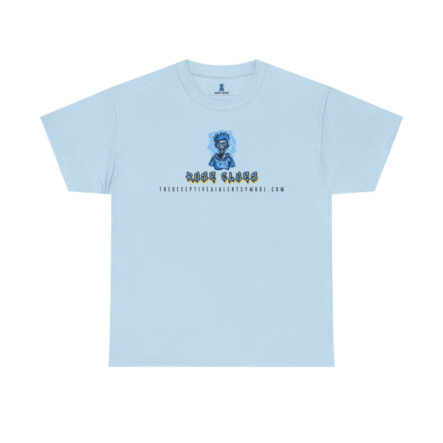 Ruse Clues® TheDeceptiveAIAlertSymbol.com™ Screaming Zombie logo Tee