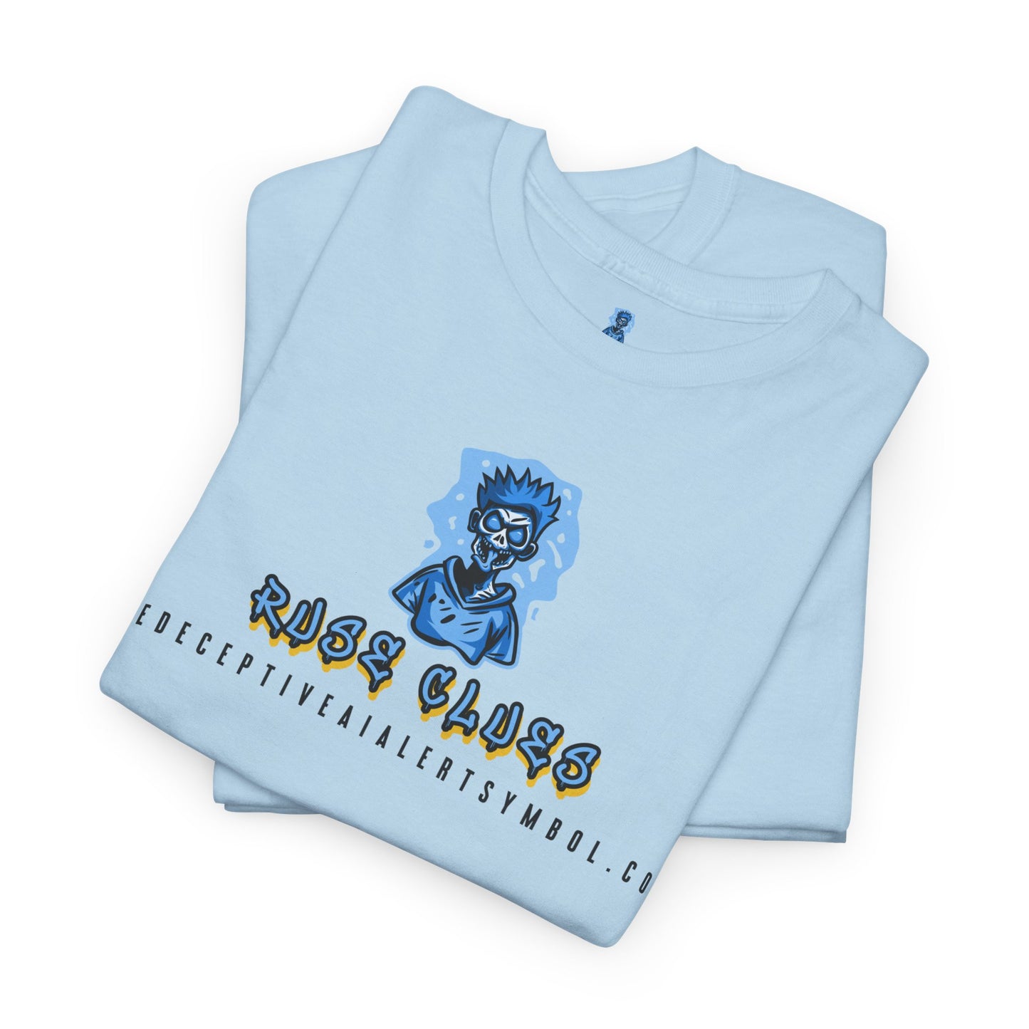 Ruse Clues® TheDeceptiveAIAlertSymbol.com™ Screaming Zombie logo Tee
