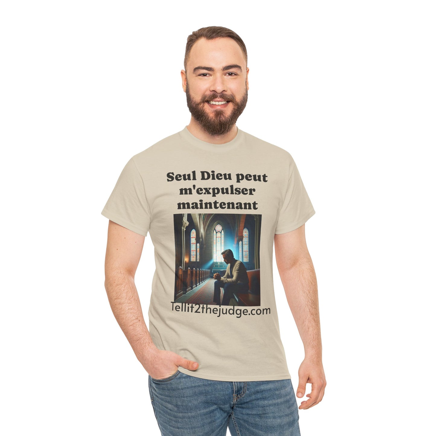Unisex Heavy Cotton Only God Can Deport Me Now in French "Tellit2thejudge.com" Tee, Faith-Based Shirt, Comfortable Everyday Wear, Perfect for Gifting, Spiritual [...]