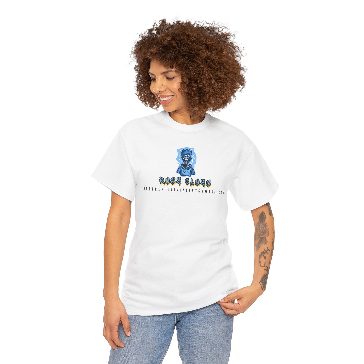 Ruse Clues® TheDeceptiveAIAlertSymbol.com™ Screaming Zombie logo Tee